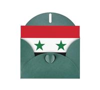 Dark Green WHJSHOP Flag of the Syrian Arab Republic Prints Greeting Card - High-End Pearlescent Paper Double Sided Pearl Effect Love Buckle Pearl Paper Envelope