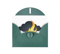 Dark Green WHJSHOP Flame under the dark clouds Prints Greeting Card - High-End Pearlescent Paper Double Sided Pearl Effect Love Buckle Pearl Paper Envelope