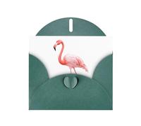 Dark Green WHJSHOP Flamingo gently touching the water Prints Greeting Card - High-End Pearlescent Paper Double Sided Pearl Effect Love Buckle Pearl Paper Envelope