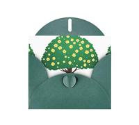 Dark Green WHJSHOP Flower bicycle under the tree Prints Greeting Card - High-End Pearlescent Paper Double Sided Pearl Effect Love Buckle Pearl Paper Envelope