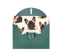 Dark Green WHJSHOP french bulldog dog Prints Greeting Card - High-End Pearlescent Paper Double Sided Pearl Effect Love Buckle Pearl Paper Envelope