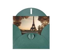 Dark Green WHJSHOP French Paris Tour Eiffel Tower Prints Greeting Card - High-End Pearlescent Paper Double Sided Pearl Effect Love Buckle Pearl Paper Envelope
