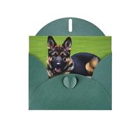 Dark Green WHJSHOP German shepherd dog Prints Greeting Card - High-End Pearlescent Paper with Double-Sided Pearl Effect