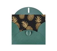 Dark Green WHJSHOP gold pineapple background Prints Greeting Card - High-End Pearlescent Paper with Double-Sided Pearl Effect