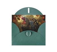 Dark Green WHJSHOP harvest turkey Prints Greeting Card - High-End Pearlescent Paper Double Sided Pearl Effect Love Buckle Pearl Paper Envelope