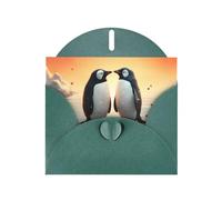 Dark Green WHJSHOP i love penguins Prints Greeting Card - High-End Pearlescent Paper Double Sided Pearl Effect Love Buckle Pearl Paper Envelope