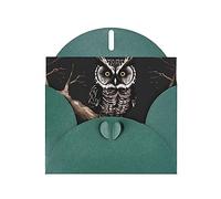Dark Green WHJSHOP Late Night Owl Prints Greeting Card - High-End Pearlescent Paper Double Sided Pearl Effect Love Buckle Pearl Paper Envelope