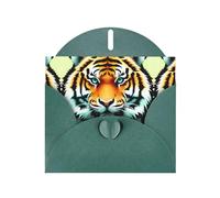 Dark Green WHJSHOP Little fat tiger head Prints Greeting Card - High-End Pearlescent Paper Double Sided Pearl Effect Love Buckle Pearl Paper Envelope
