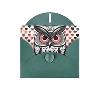 Dark Green WHJSHOP Love Owl Prints Greeting Card - High-End Pearlescent Paper Double Sided Pearl Effect Love Buckle Pearl Paper Envelope