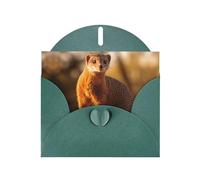 Dark Green WHJSHOP meerkat Prints Greeting Card - High-End Pearlescent Paper Double Sided Pearl Effect Love Buckle Pearl Paper Envelope