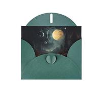 Dark Green WHJSHOP Moon Stars and Planets Prints Greeting Card - High-End Pearlescent Paper Double Sided Pearl Effect Love Buckle Pearl Paper Envelope