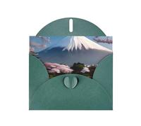 Dark Green WHJSHOP Mt. Fuji in early spring Prints Greeting Card - High-End Pearlescent Paper Double Sided Pearl Effect Love Buckle Pearl Paper Envelope