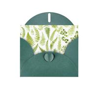 Dark Green WHJSHOP Natural Plant Silhouette Fern Leaf Prints Greeting Card - High-End Pearlescent Paper Double Sided Pearl Effect Love Buckle Pearl Paper Envelope