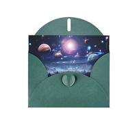 Dark Green WHJSHOP Outer Space Planets Prints Greeting Card - High-End Pearlescent Paper Double Sided Pearl Effect Love Buckle Pearl Paper Envelope