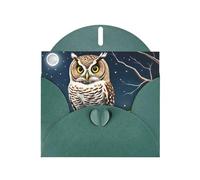 Dark Green WHJSHOP Owl at Night Prints Greeting Card - High-End Pearlescent Paper Double Sided Pearl Effect Love Buckle Pearl Paper Envelope