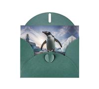 Dark Green WHJSHOP penguins Prints Greeting Card - High-End Pearlescent Paper Double Sided Pearl Effect Love Buckle Pearl Paper Envelope
