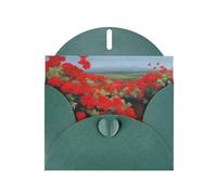Dark Green WHJSHOP Red Geranium Potted Plant Prints Greeting Card - High-End Pearlescent Paper Double Sided Pearl Effect Love Buckle Pearl Paper Envelope