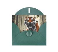 Dark Green WHJSHOP Serious Tiger Prints Greeting Card - High-End Pearlescent Paper Double Sided Pearl Effect Love Buckle Pearl Paper Envelope