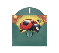 Dark Green WHJSHOP Seven Star Ladybird Prints Greeting Card - High-End Pearlescent Paper Double Sided Pearl Effect Love Buckle Pearl Paper Envelope