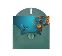 Dark Green WHJSHOP Sprinting kingfisher Prints Greeting Card - High-End Pearlescent Paper Double Sided Pearl Effect Love Buckle Pearl Paper Envelope