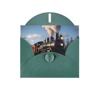 Dark Green WHJSHOP Steam Locomotive Train Prints Greeting Card - High-End Pearlescent Paper Double Sided Pearl Effect Love Buckle Pearl Paper Envelope