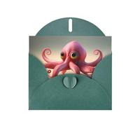 Dark Green WHJSHOP Strawberry Squid Prints Greeting Card - High-End Pearlescent Paper with Double-Sided Pearl Effect