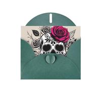 Dark Green WHJSHOP Sugar Horror Skull Flowers Rose Prints Greeting Card - High-End Pearlescent Paper Double Sided Pearl Effect Love Buckle Pearl Paper Envelope