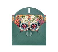 Dark Green WHJSHOP Sugar Skull Print Prints Greeting Card - High-End Pearlescent Paper Double Sided Pearl Effect Love Buckle Pearl Paper Envelope