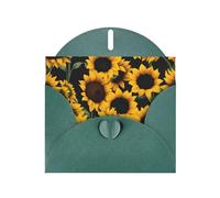 Dark Green WHJSHOP Sunflower on Black B Prints Greeting Card - High-End Pearlescent Paper Double Sided Pearl Effect Love Buckle Pearl Paper Envelope