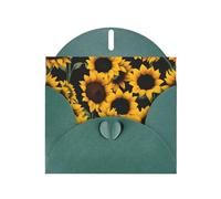 Dark Green WHJSHOP Sunflower on Black B Prints Greeting Card - High-End Pearlescent Paper with Double-Sided Pearl Effect