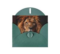 Dark Green WHJSHOP The Lion's Gaze Prints Greeting Card - High-End Pearlescent Paper Double Sided Pearl Effect Love Buckle Pearl Paper Envelope