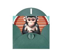 Dark Green WHJSHOP The silent monkey Prints Greeting Card - High-End Pearlescent Paper Double Sided Pearl Effect Love Buckle Pearl Paper Envelope