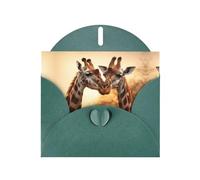 Dark Green WHJSHOP Two giraffes Prints Greeting Card - High-End Pearlescent Paper Double Sided Pearl Effect Love Buckle Pearl Paper Envelope