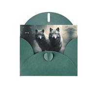 Dark Green WHJSHOP Two wolves Prints Greeting Card - High-End Pearlescent Paper Double Sided Pearl Effect Love Buckle Pearl Paper Envelope