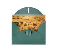 Dark Green WHJSHOP wheat harvest Prints Greeting Card - High-End Pearlescent Paper Double Sided Pearl Effect Love Buckle Pearl Paper Envelope