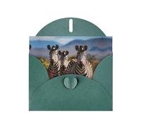 Dark Green WHJSHOP Zebras on South Africa Prints Greeting Card - High-End Pearlescent Paper with Double-Sided Pearl Effect