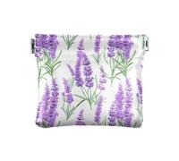Dark Green Wildflower Daisies Coin Purses Coin Card Wallet Pouch, Travel Storage for Cosmetics, Headphones, Jewelry, Lavender Flowers Leaves White, One Size, Lavender Flowers Leaves White