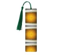 Dark Green Wooden Bookmark - Double-Sided Beer Wallpaper Full-Print Decorative for Study Room, Office, Classroom, Library
