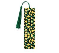 Dark Green Wooden Bookmark - Double-Sided Lemon Fruit Full-Print Decorative for Study Room, Office, Classroom, Library