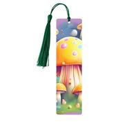 Dark Green Wooden Bookmarks with Tassel Fantasy Dream Mushroom Print Book Markers, for Book Lovers Page Markers Reading Gifts