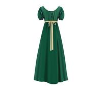 (dark green, XXL) Women's Victorian Regency High Waist Long Dress Elegant Tea Party and Stage Performance Gown