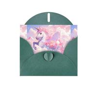 Dark Green YYHWHJDE Crown unicorn on the white clouds Prints Greeting Card 6x4 Inches - Fashionable and Unique Design for Various Occasions