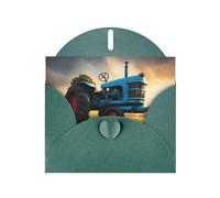 Dark Green YYHWHJDE Fantasy Farm Tractor Printing Greeting Card for Christmas, Birthday, Valentine's Day, Wedding Anniversary, and Parties