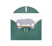 Dark Green YYHWHJDE Hippopotamus crossing the rainbow Prints Greeting Card 6x4 Inches - Fashionable and Unique Design for Various Occasions