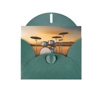Dark Green YYHWHJDE Music Drum in Field Picture Greeting Card 6x4 in with Double-Sided Pearl Effect and Environmentally Friendly Ink