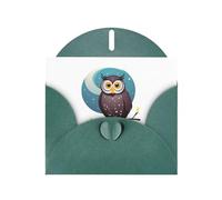 Dark Green YYHWHJDE Owl in the moonlight Prints Greeting Card 6x4 Inches - Fashionable and Unique Design for Various Occasions