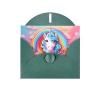 Dark Green YYHWHJDE Rainbow Unicorn Picture Greeting Card 6x4 in with Double-Sided Pearl Effect and Environmentally Friendly Ink