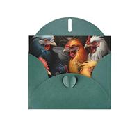 Dark Green YYHWHJDE roosters dressed in many colors Picture Greeting Card 6x4 in with Double-Sided Pearl Effect and Environmentally Friendly Ink