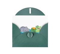 Dark Green YYHWHJDE Swimming hippopotamus and crocodiles Prints Greeting Card 6x4 Inches - Fashionable and Unique Design for Various Occasions