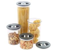 Urbn-Living Urbnliving Set Of 4 Dark Grey Plastic Airtight Containers Food Storage Reusable Stackable